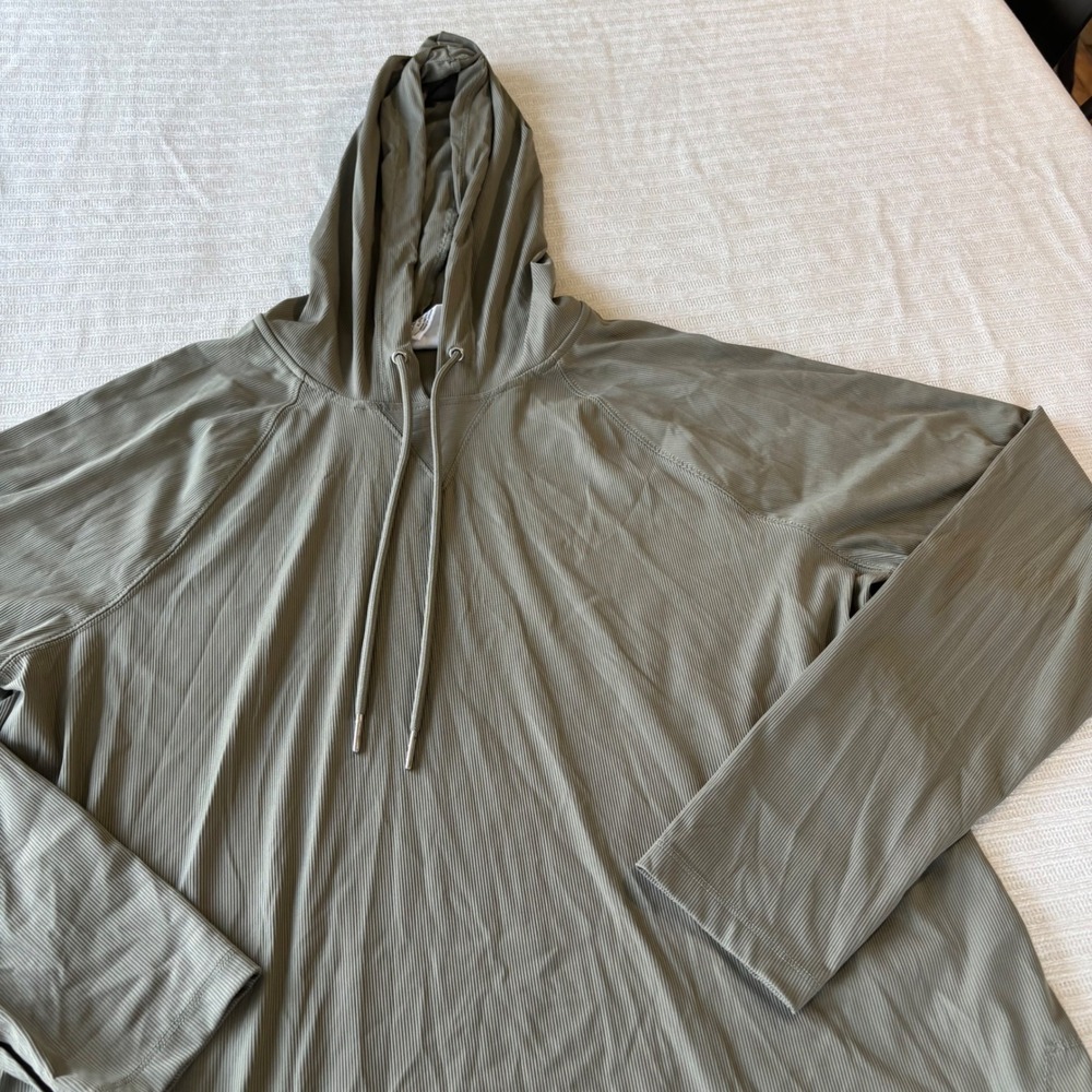 Sage Collective Ribbed Hoodie Olive Green Activewear Pullover XL 1874268